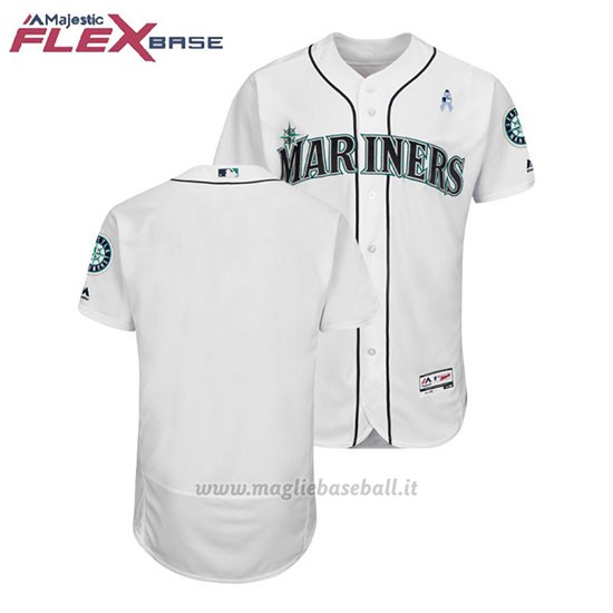 Maglia Baseball Uomo Seattle Mariners Bianco 2018 Dia del Padre Flex Base